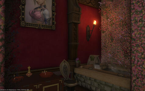 Torchlit Floral Bathroom